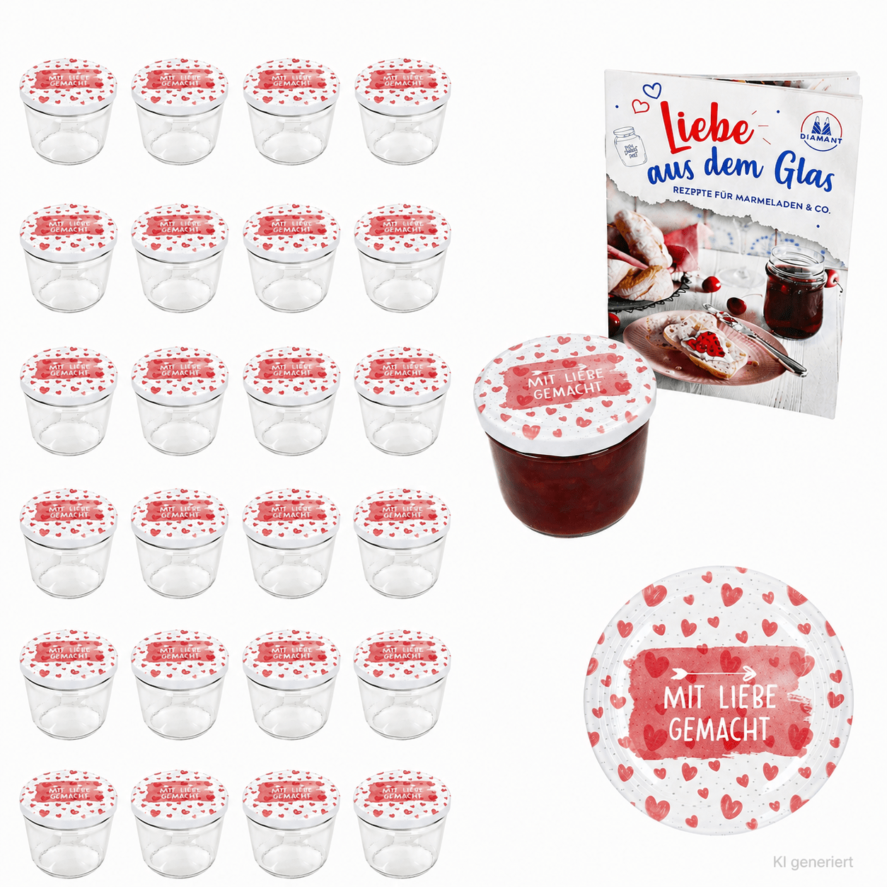 Image of 25pcs Set Of Tumbler Glasses 230 Ml Love Lid To 82 . Diamond Recipe Book