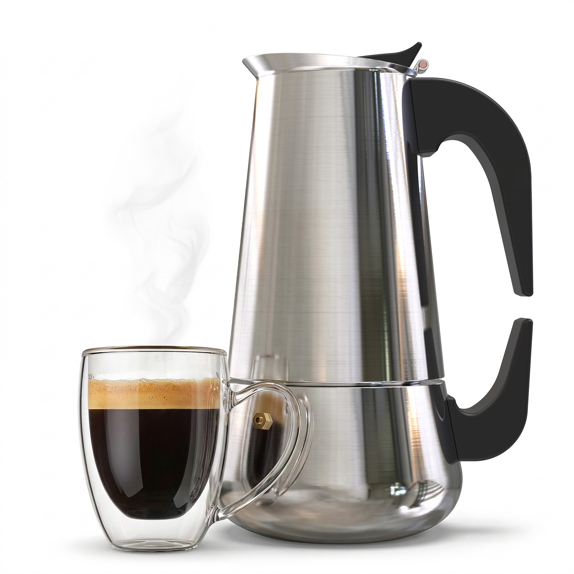 TEMU Cafetera Italiana Induccion - Cafetera Italiana 6 Tazas con Asa para Fácil , Uso Seguro - Acero Inoxidable - Espresso Clásica Compatible con