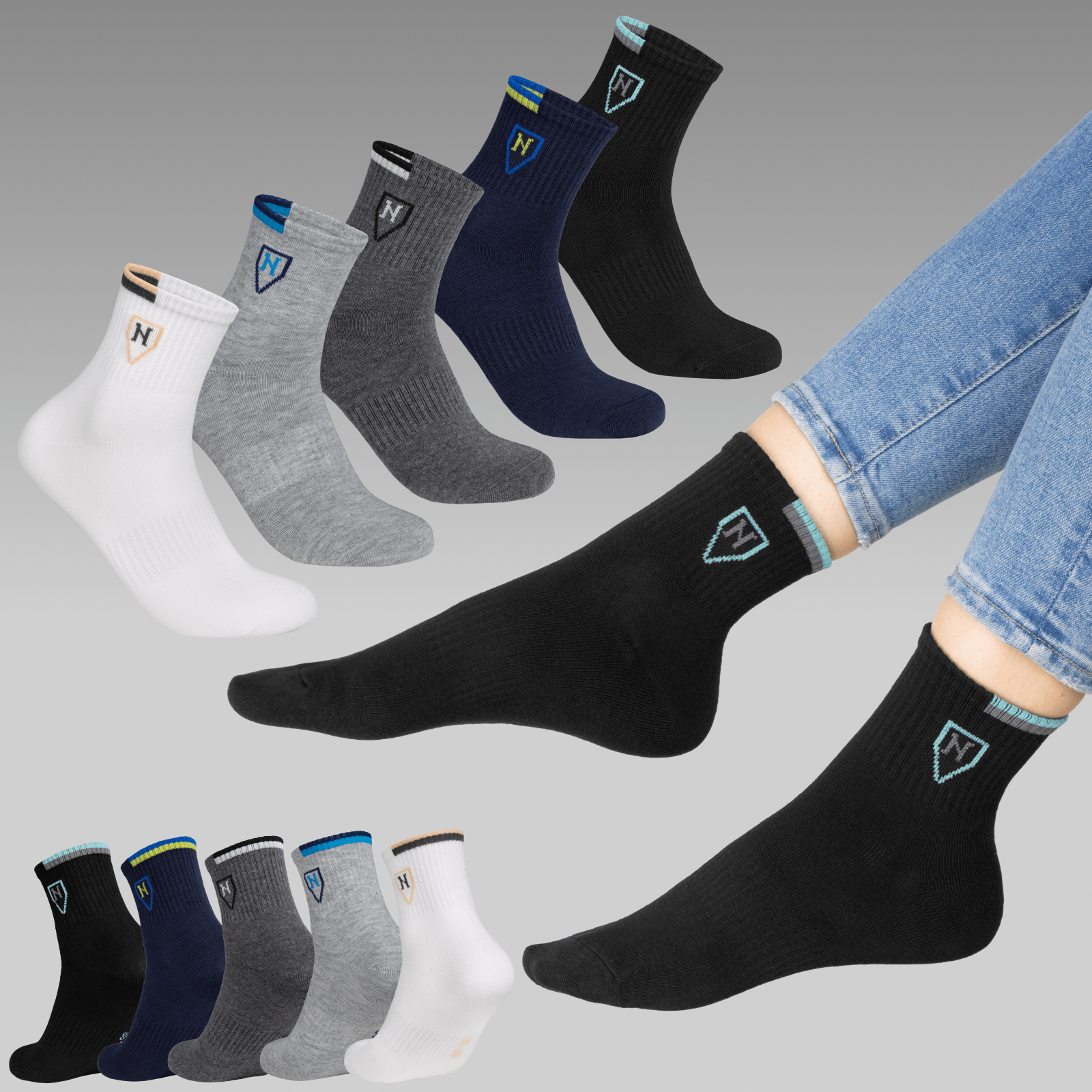 Image of Unisex Sports Tennis Socks Cotton 5/10/ Pairs Quarter Socks For Women Men Breathable Seamless Multicolor 35-46