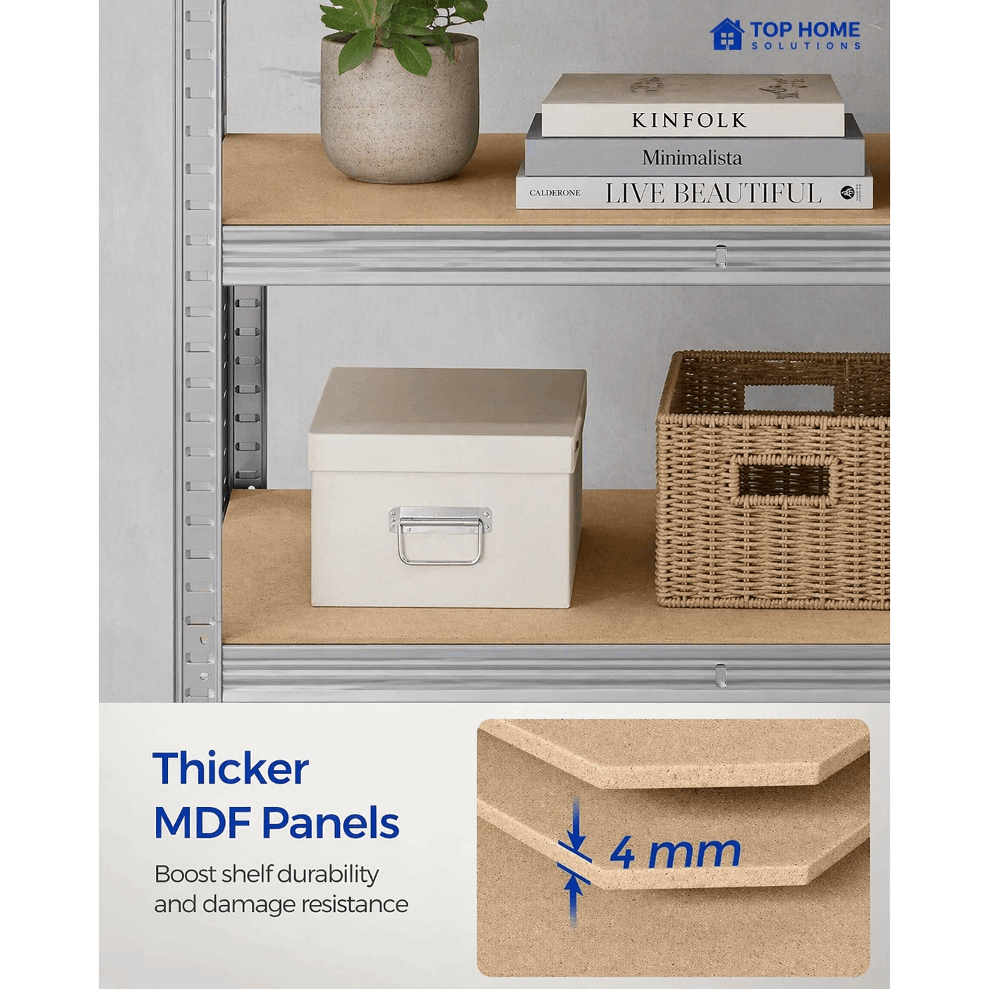 Top Home Solutions 2 Pack Heavy Duty Garage Shelving Unit, 180x90x40cm