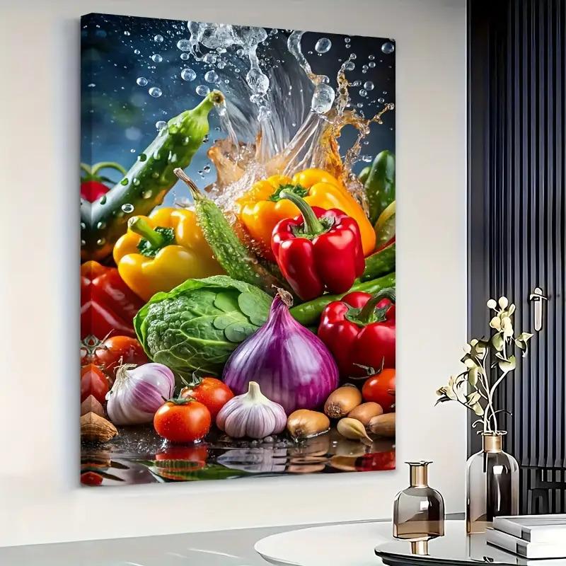 TEMU 2d Flat Painting, Vibrant Canvas Artwork Depicting Water - Realistic Painting, Solid Wood Frame, Perfect For Decorating Living Room Walls With
