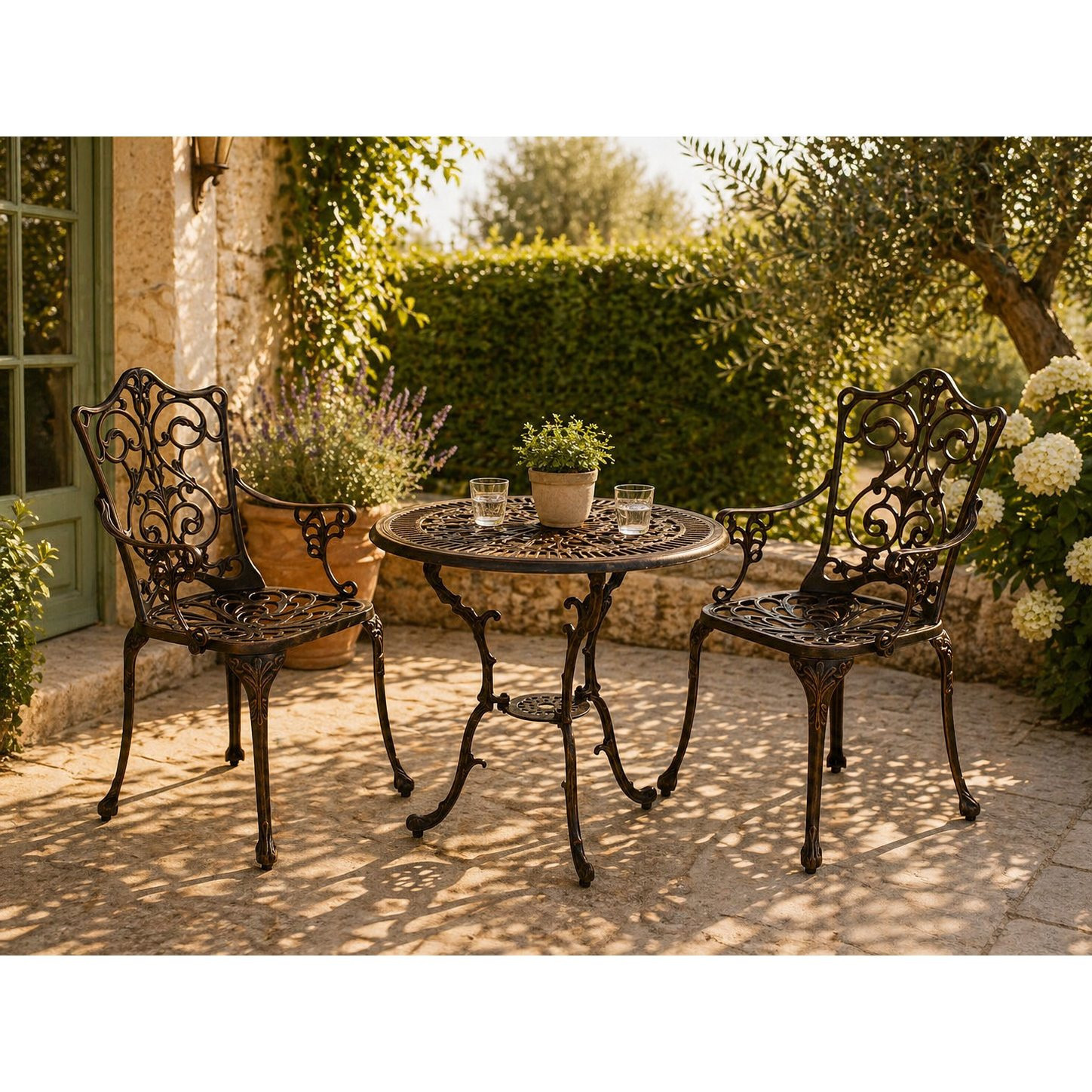 Image of Bistro Set In Style, Aluminum Cast