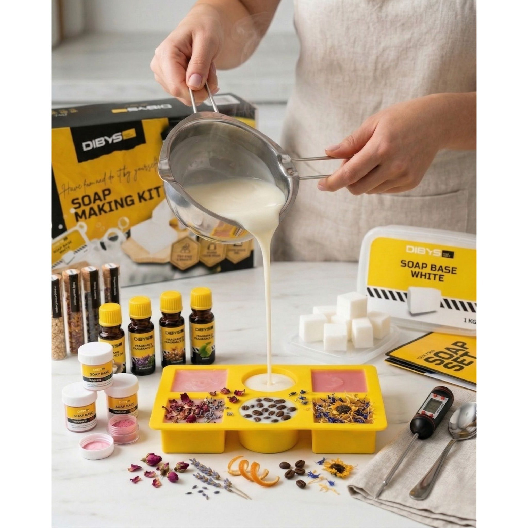 E-shop SEIFENHERSTELLUNGSSET FÜR ERWACHSENE DIY KREATIVES GESCHENK 1KG SEIFENBASIS