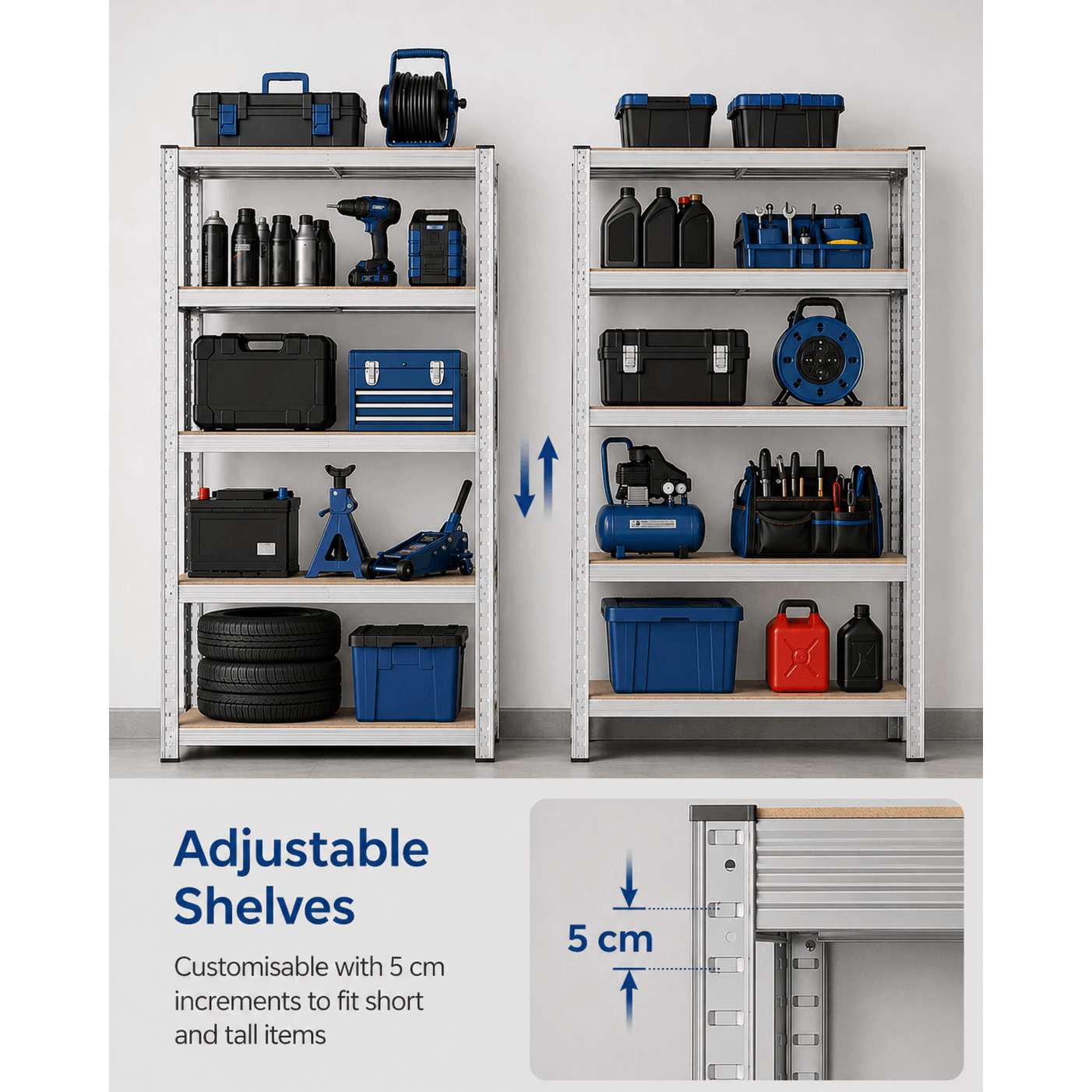 Top Home Solutions 2 Pack Heavy Duty Garage Shelving Unit, 180x90x40cm