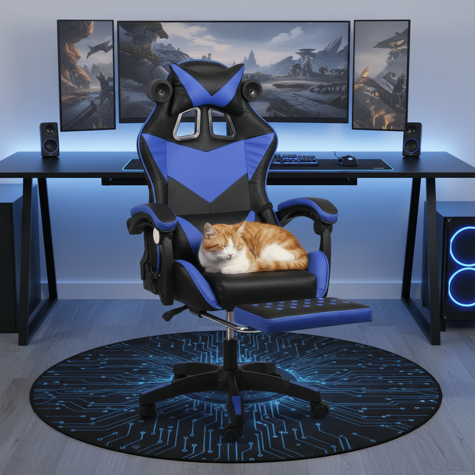 High Back Ergonomic Gaming Chair with Footrest