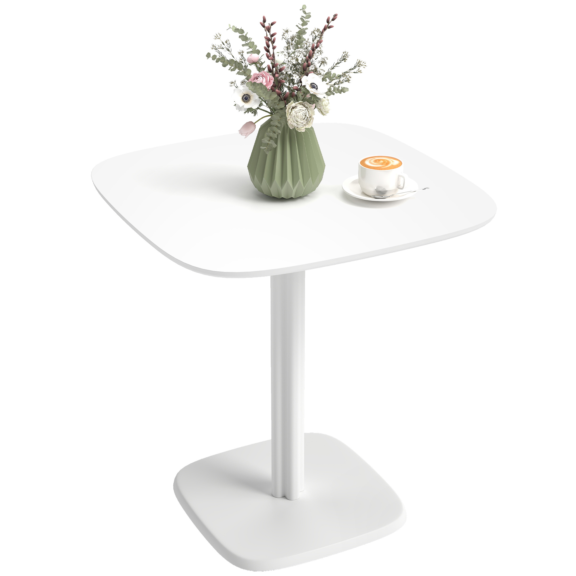 TEMU HOMCOM Table à manger pour 4 personne table de cuisine style moderne avec plateau bois, 70 x 70 cm, blanc