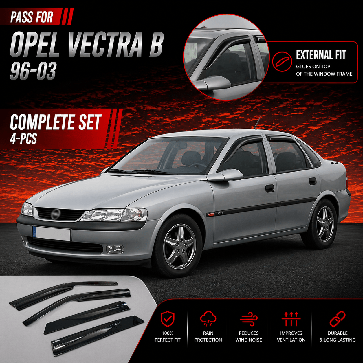 Image of Windshield Wiper For Vectra B 1996 - 2003 Rain Deflector Car Window Rain Protector Rain Deflector Adhesive Deflectors 4pcs External Fit For Vectra B 1996 1997 1998 1999 2000 2001 2002 2003.