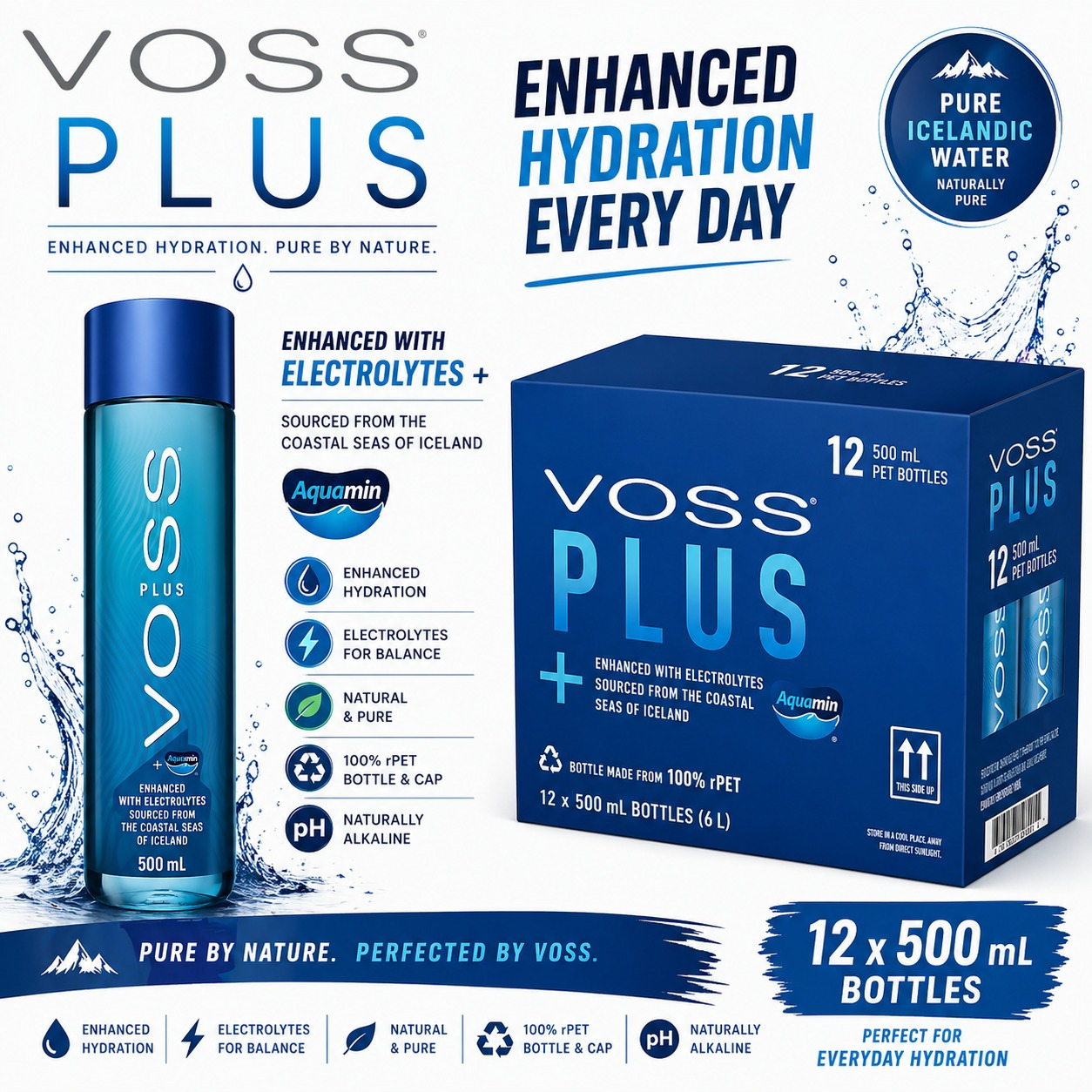 TEMU Voss Uk Plus Still Water 12 X 500ml