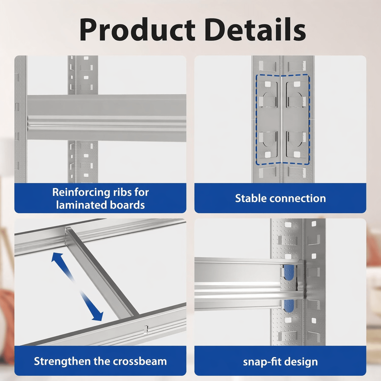 Top Home Solutions 2 Pack Heavy Duty Garage Shelving Unit, 180x90x40cm