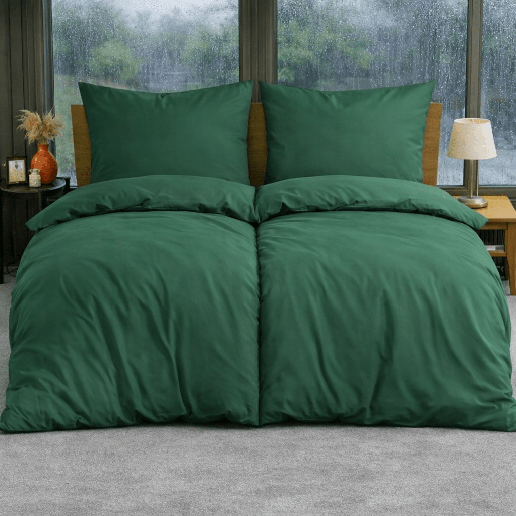 Image of 4pcs Bed Set 135x200 Or 155x220, Uni Solid Color, Duvet Cover 135 X 200 Cm, Pillowcase 80x80 Cm, Reinforced, Bed Set With Zipper