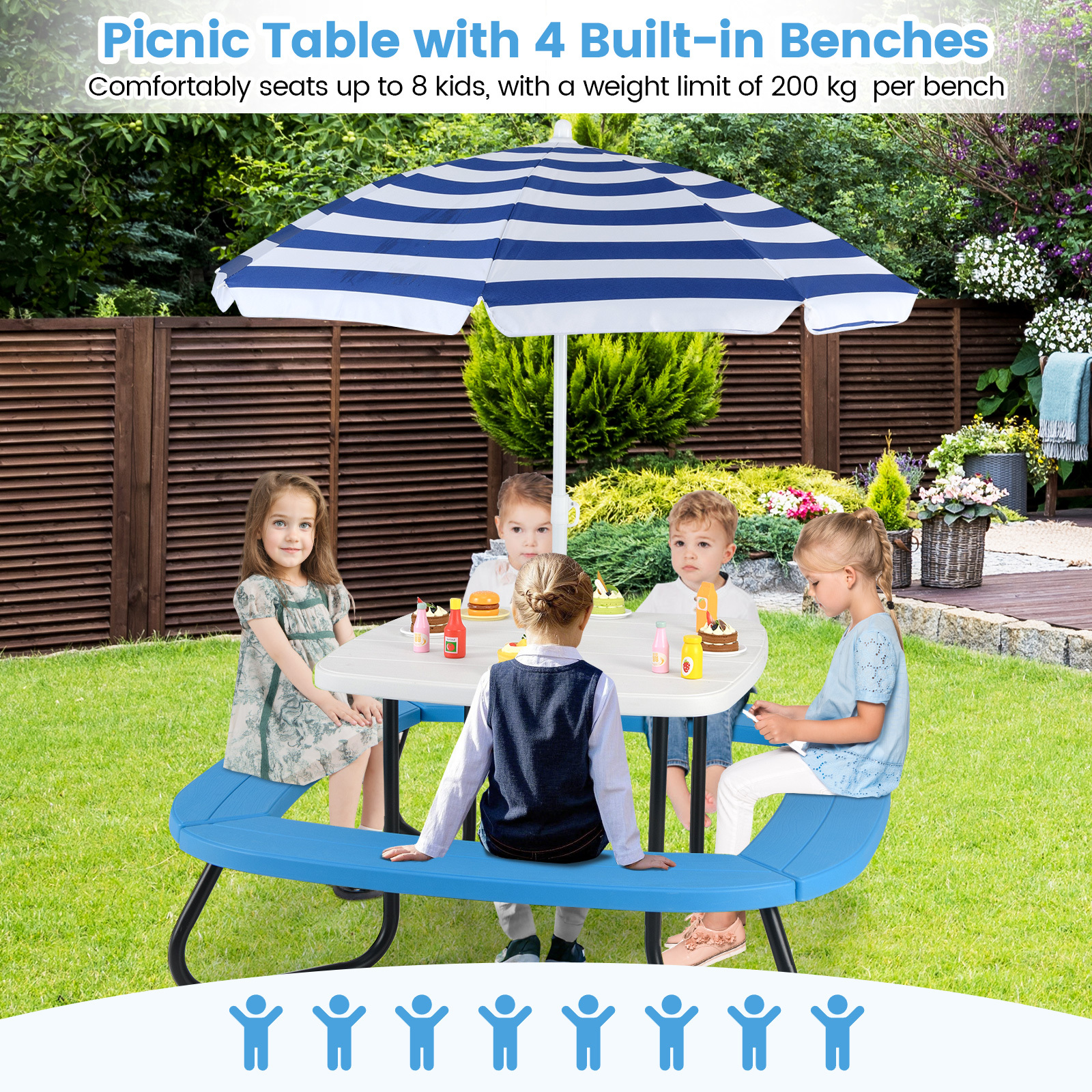 Kids White Picnic Table Set