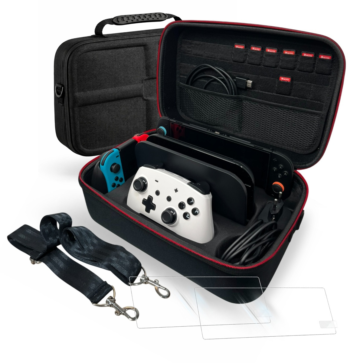 TEMU Compatible con Switch 2 Transportable | Maletín Protector con Correa para el y 2 Protectores de Pantalla | Estuche de Viaje Con Gran Capacidad