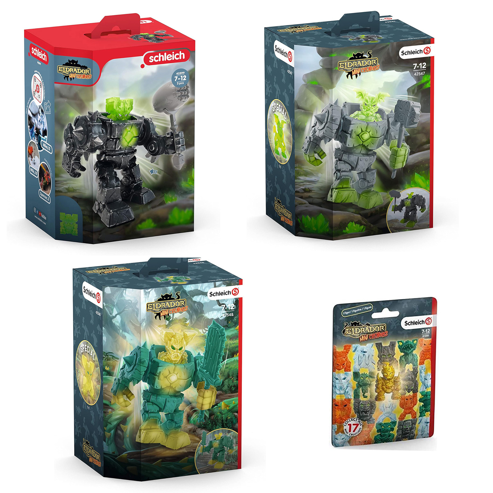 - - Mini Creatures - Play Figure Set With 3 Robots And Figure, Set 412841