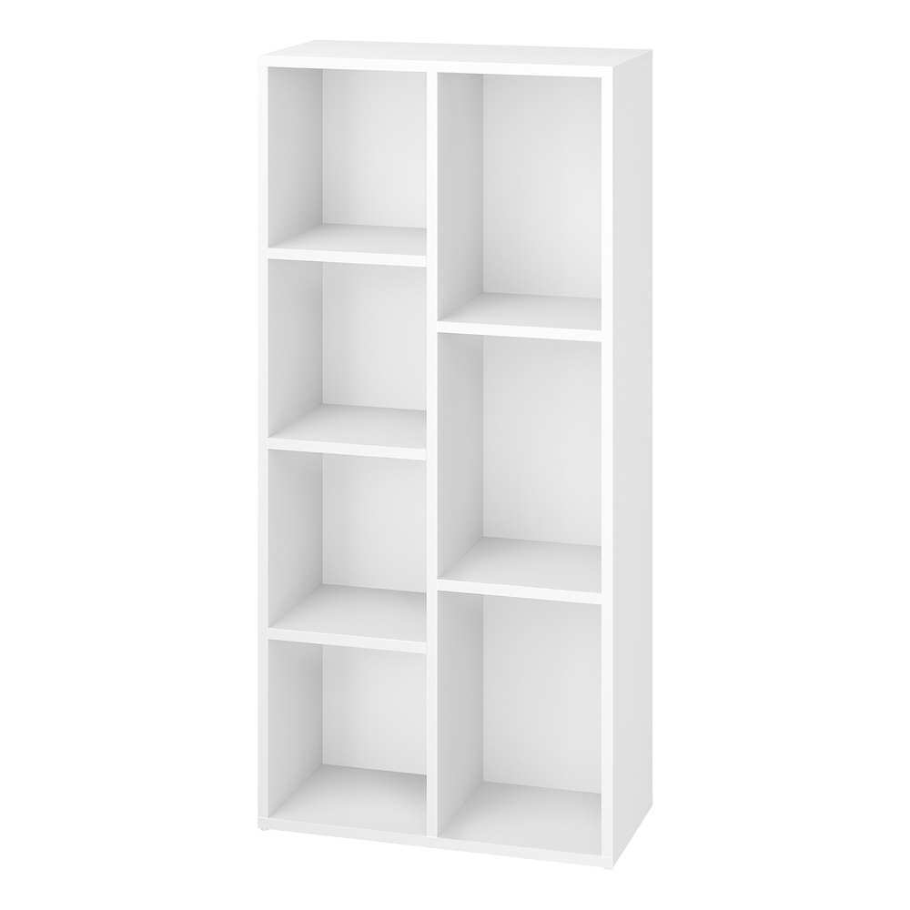 Bookshelf With 7 Compartments, Storage Shelf For Living Room Or Home Office, 50 X 24 X 106 Cm, White
