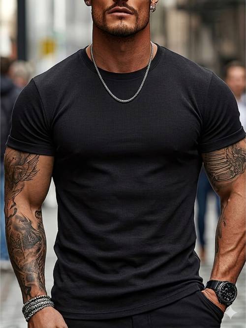 mens fashion 100 cotton crew neck sleeve t shirt comfortable and versatile teesable for ideal for casual