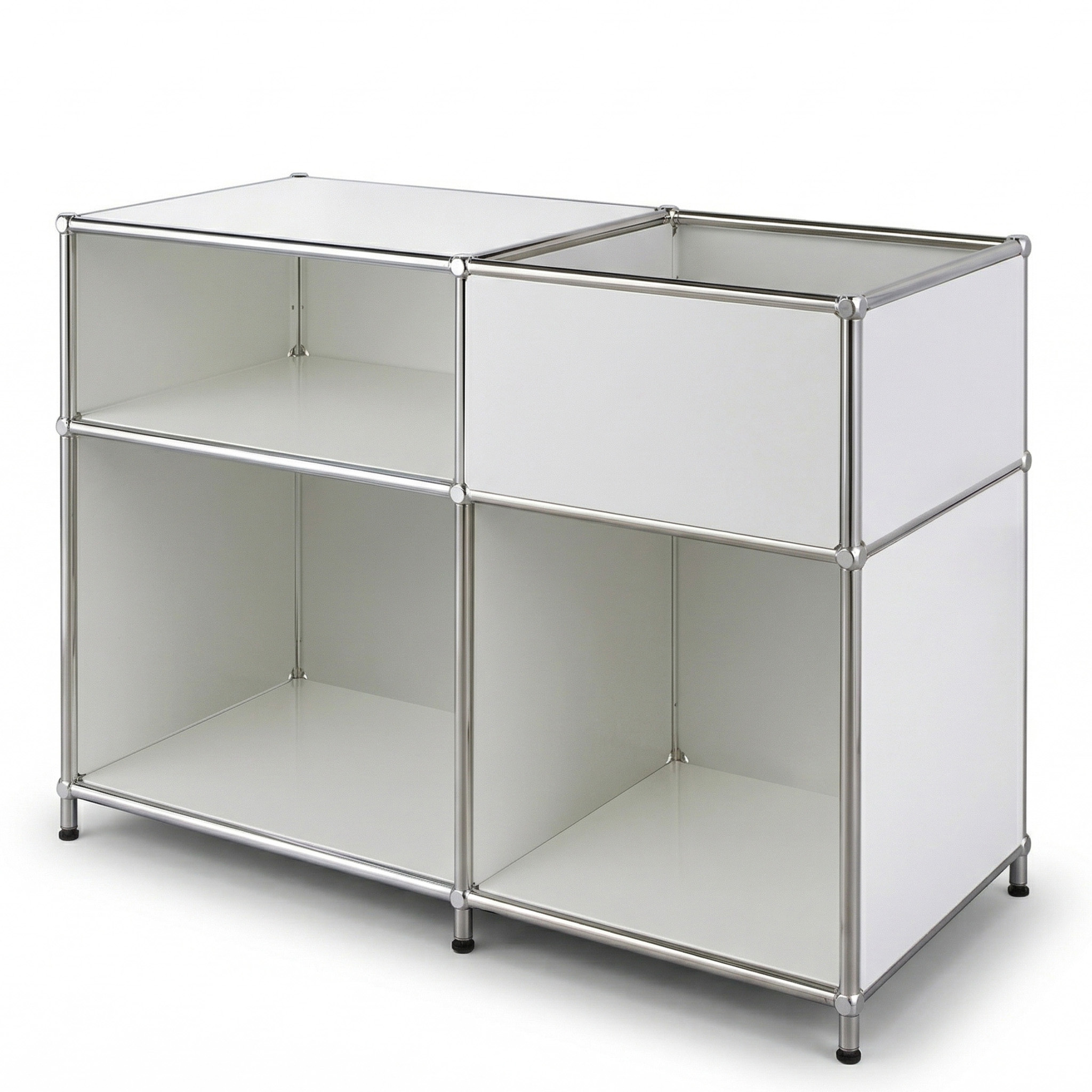 Floor Direct Shelf Black - 88x40x65cm - Metal Shelf With 3 Shelves & Storage Compartment - Sideboard & Storage Shelf - Cube Shelf - Mk-030
