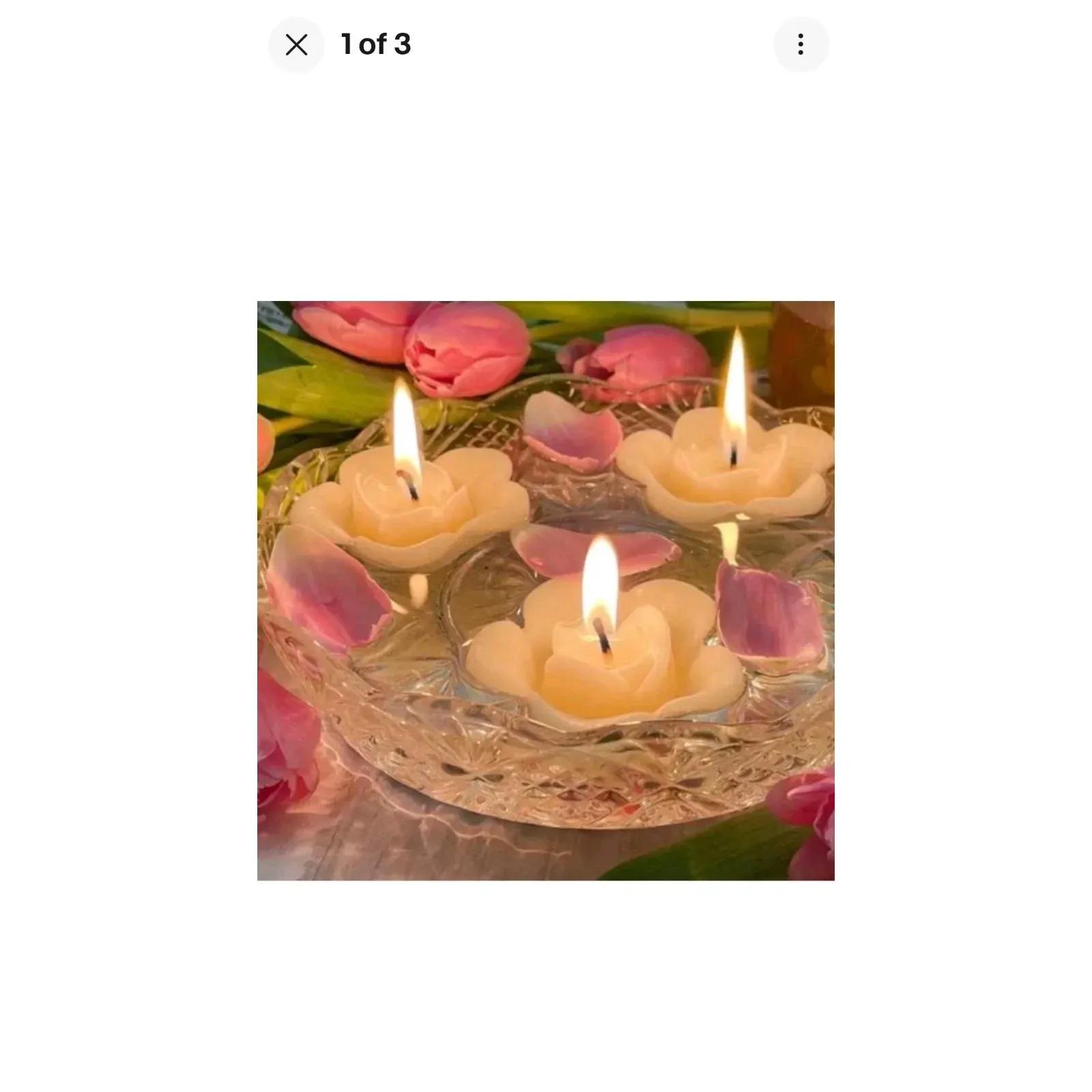 TEMU Floating Flower Candles, 20 Pack, Gold And White Colour - Beautiful Candles Perfect For Home Decorations