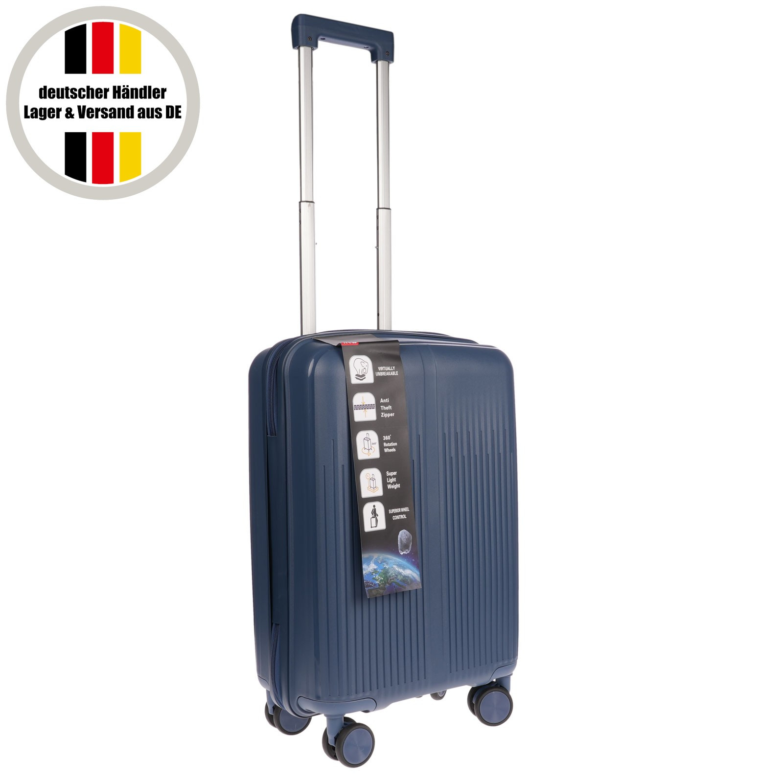Image of Christian Wippermann Carry-on Cabin Luggage Travel Suitcase, Size M, 4-wheels, Large, 34x56x22 Cm, With Security Lock, . 50 , 2.4 Kg, Lightweight For