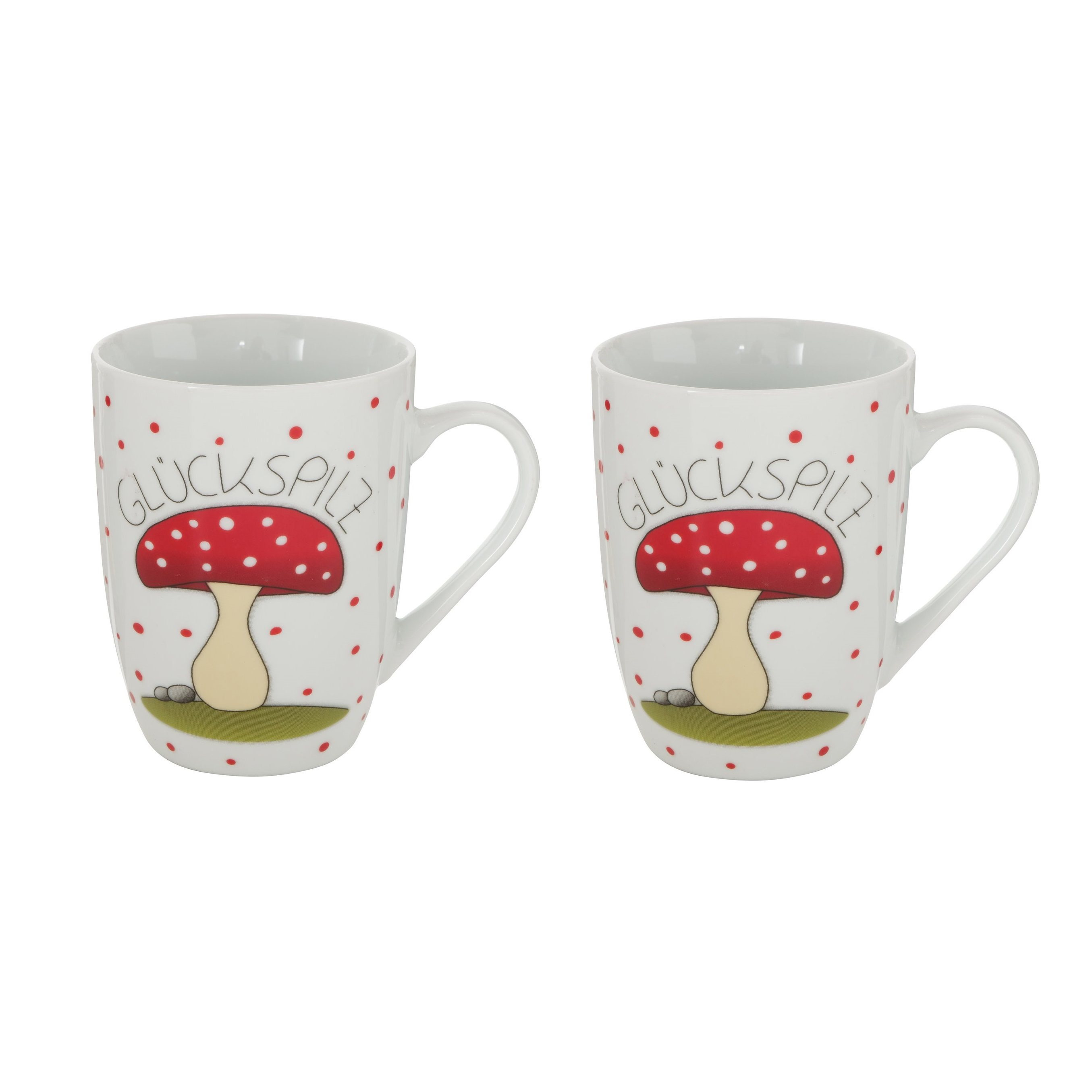 Image of 2-piece Set Mushroom Ceramic Mug 300 Ml – Mug With And , Multicolored Polka Dots In Red, White, And Green, Coffee Cup For Coffee, Tea, And , Decorative Gift Idea For Everyday Use And Special Occasions