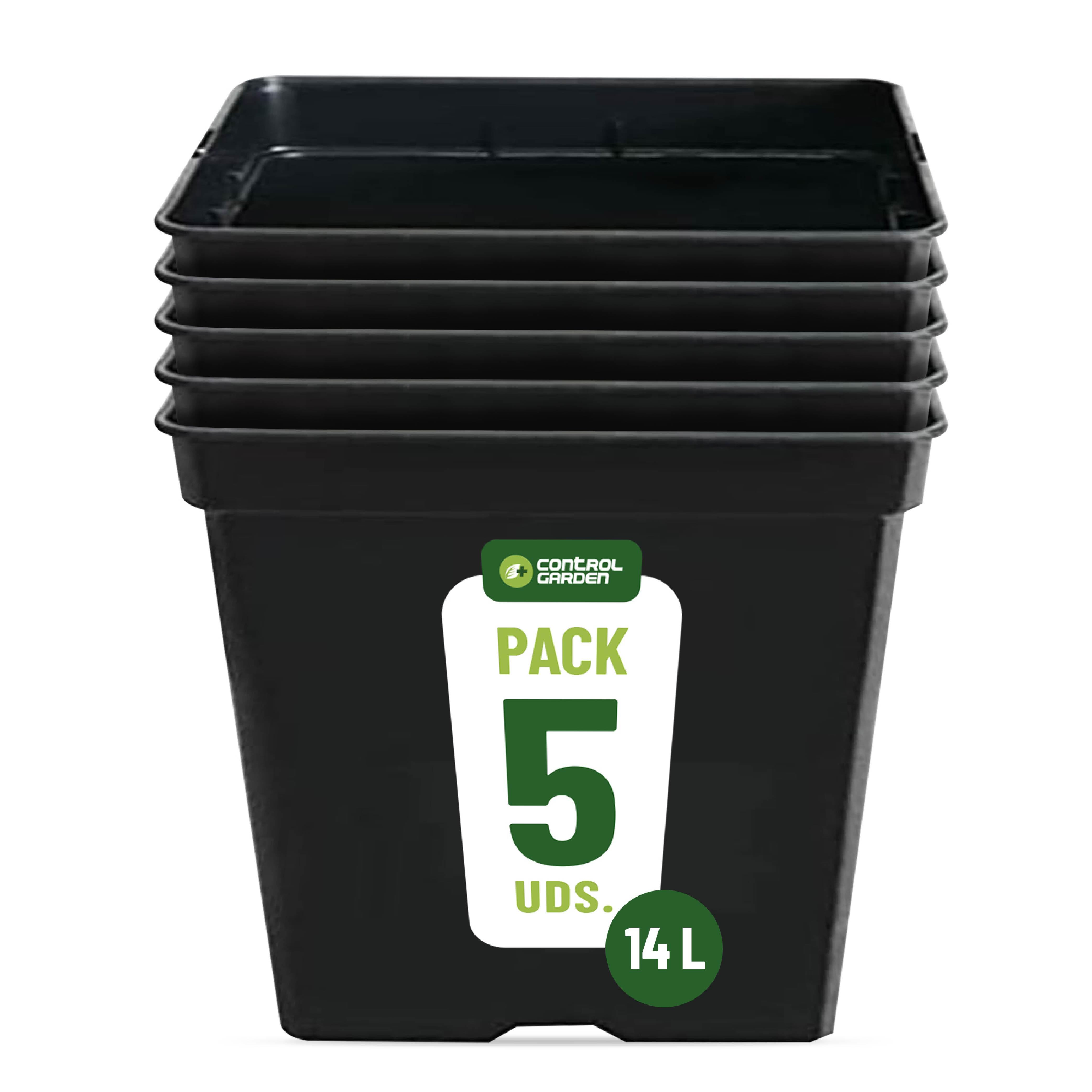 Image of 5-pack Square Plant Pots 14 Control Garden | Planters Made Of Recycled Plastic 28 × 28 Cm For Plants In Indoor And Outdoor Areas, Seeds And Cultivation | Drainage