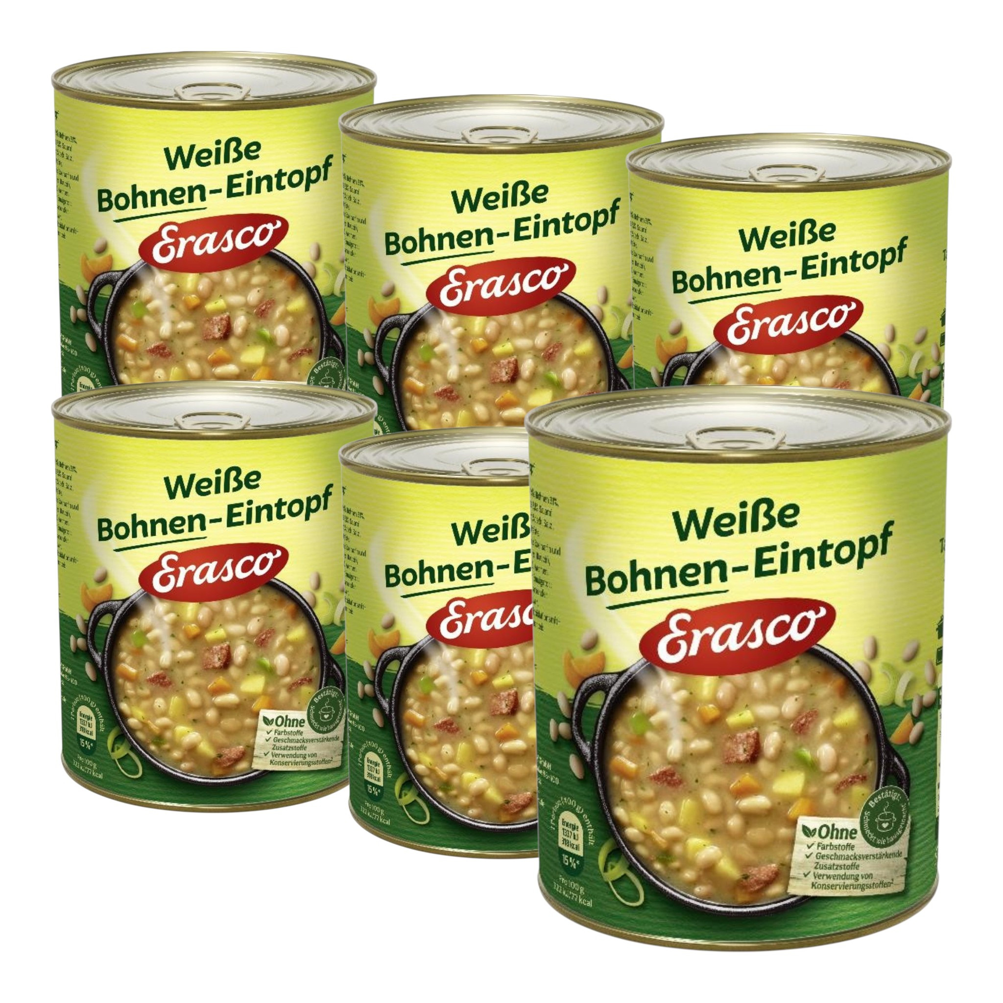 Image of Erasco White Bean Stew 800g | Ready-to-eat Dish With White Beans | Canned Soup Stew | Meal For Quick Cooking And Everyday Use (6-pack)