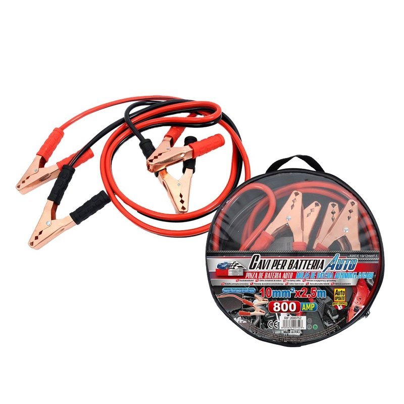 TEMU Car Battery Cables, 8000 Ampere Starter Cable, 10 Mm² X 2.5 Meter Section, 2pcs Black And Red, For Car And Motorcycle Emergency Up To 2000cc
