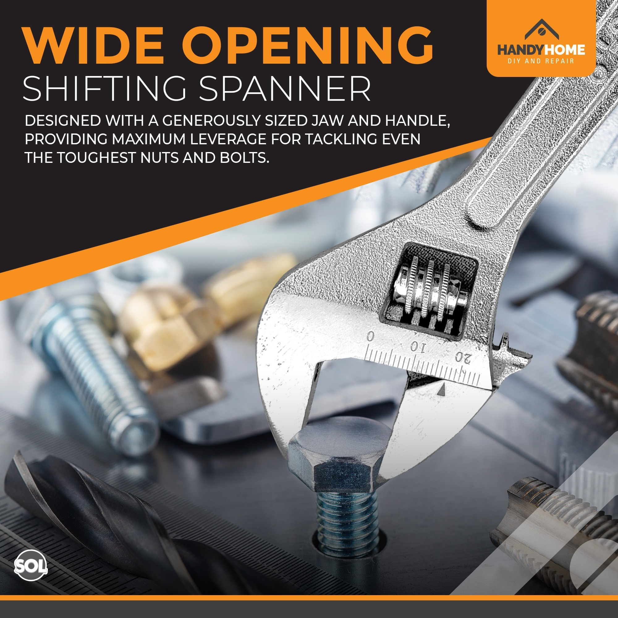 8 Inch Adjustable Wrench, Heavy Duty Spanner for DIY and Home Repair