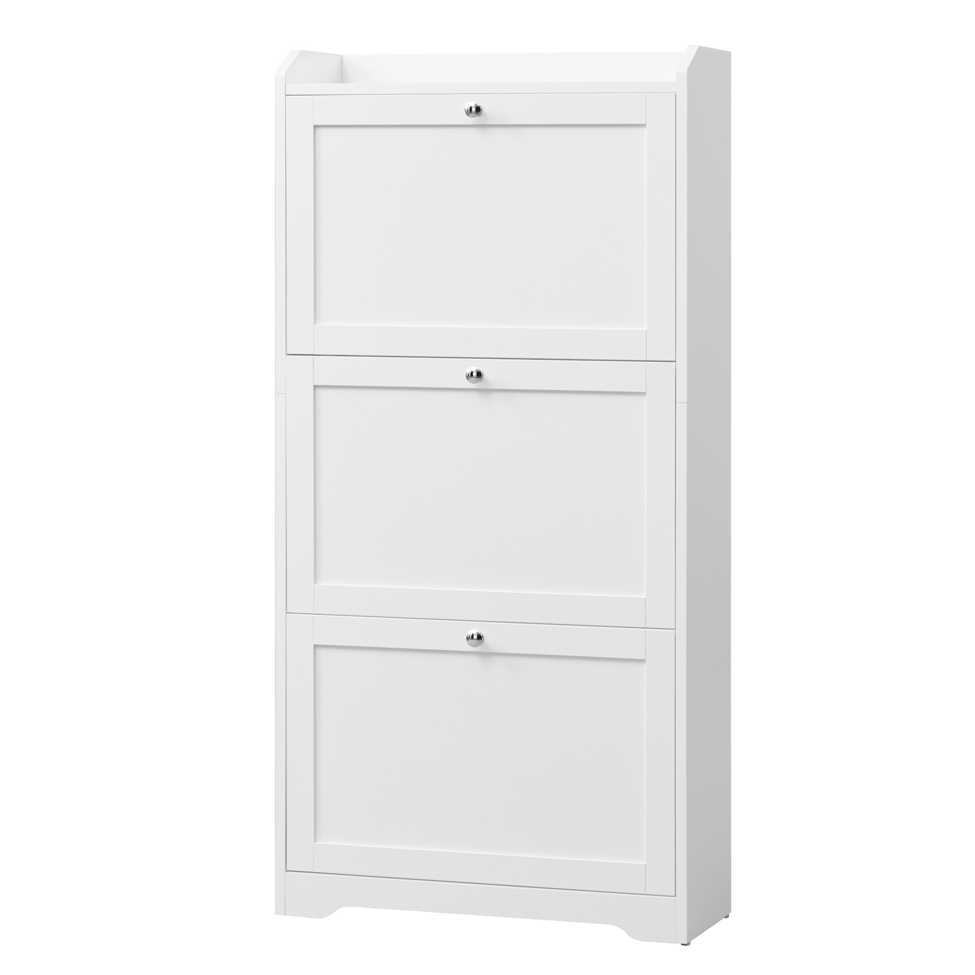 Image of Shoe Rack With 3 Flaps, Shoe Storage For Up To 12 Pairs Of Shoes, 24 X 60 X 121.2 Cm, White
