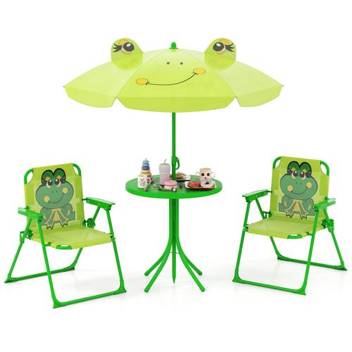 patio kids activity table set folding picnic table set with 2 chairs height adjustable sunshade umbrella portable collapsible indoor outdoor furniture set for backyard garden beach
