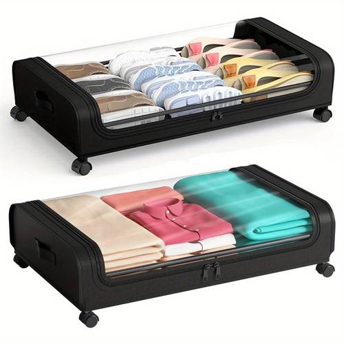 underbed storage box underbed storage box with wheels lid 96l metal frame bed box organiser storage bag foldable underbed box for clothes shoes blankets bedding black under bed storage