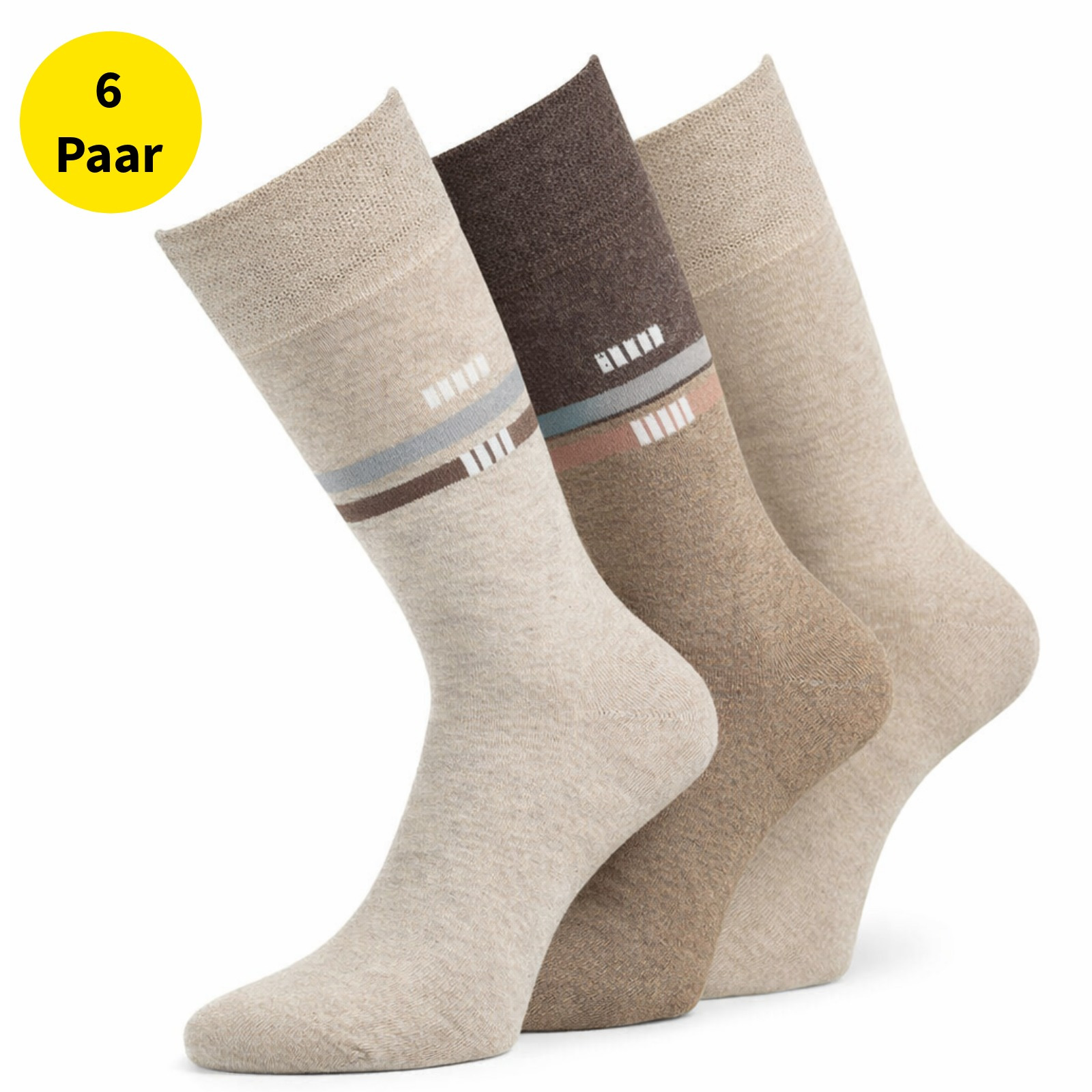 E-shop 6 Paar Socken Größe 39–42 Baumwolle – Damen & Herren, Bequeme Alltagssocken, Atmungsaktiv, Weicher Bund, Freizeit Arbeit