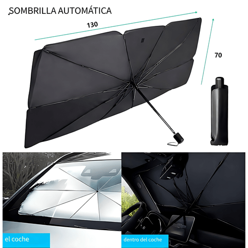 parasol para parabrisas de coche tipo paraguas, protector solar plegable para parabrisas delantero, bloqueo uv y anti , sombrilla para auto suv camioneta.130x70cm