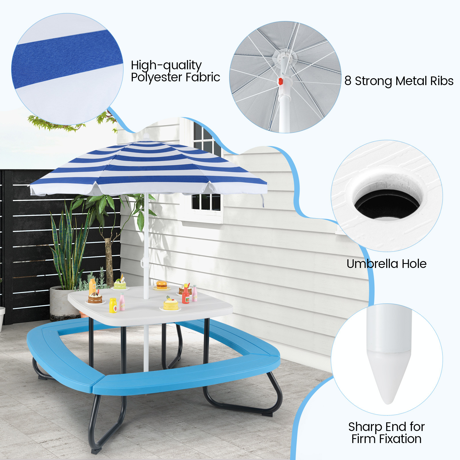 Kids White Picnic Table Set