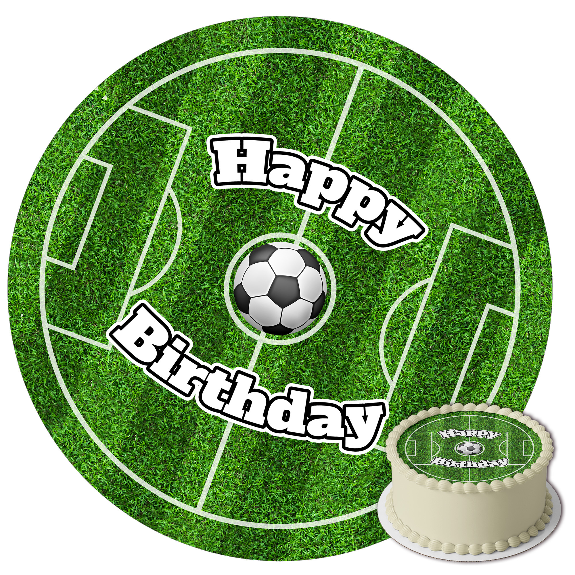 Image of Soccer Field Cake Topper 20 Cm – Edible Cake Decoration – Themed Design For Sports Party & Children's Birthday