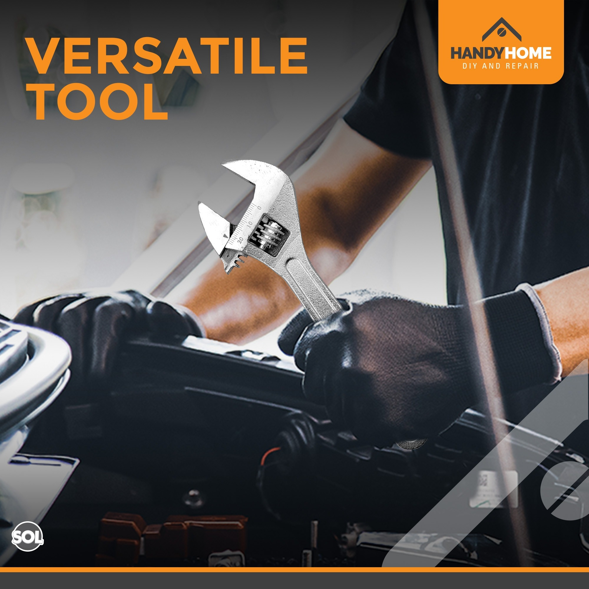 8 Inch Adjustable Wrench, Heavy Duty Spanner for DIY and Home Repair