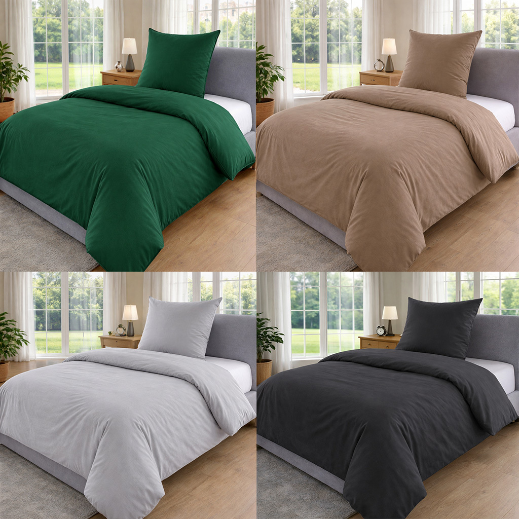 Image of Bedding Set 135x200 Microfiber Duvet Cover, 1x Duvet Cover And 1x Pillowcase 80x80 Cm, For Single Bed With Zipper, Green, Grey, , And Taupe