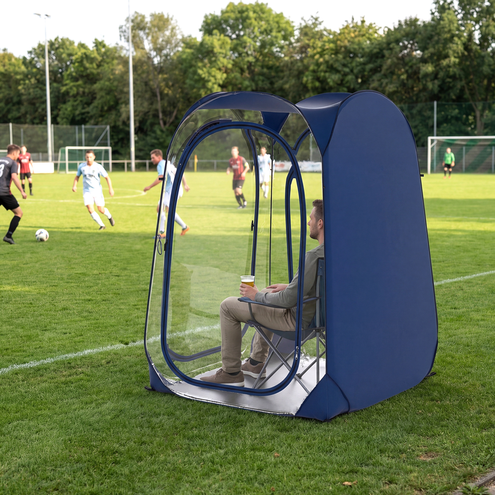         2 person all weather clear pvc bubble tent with sealed floor carry bag 3 doors windproof   watching sports events camping fishing 115 x 115   cm
