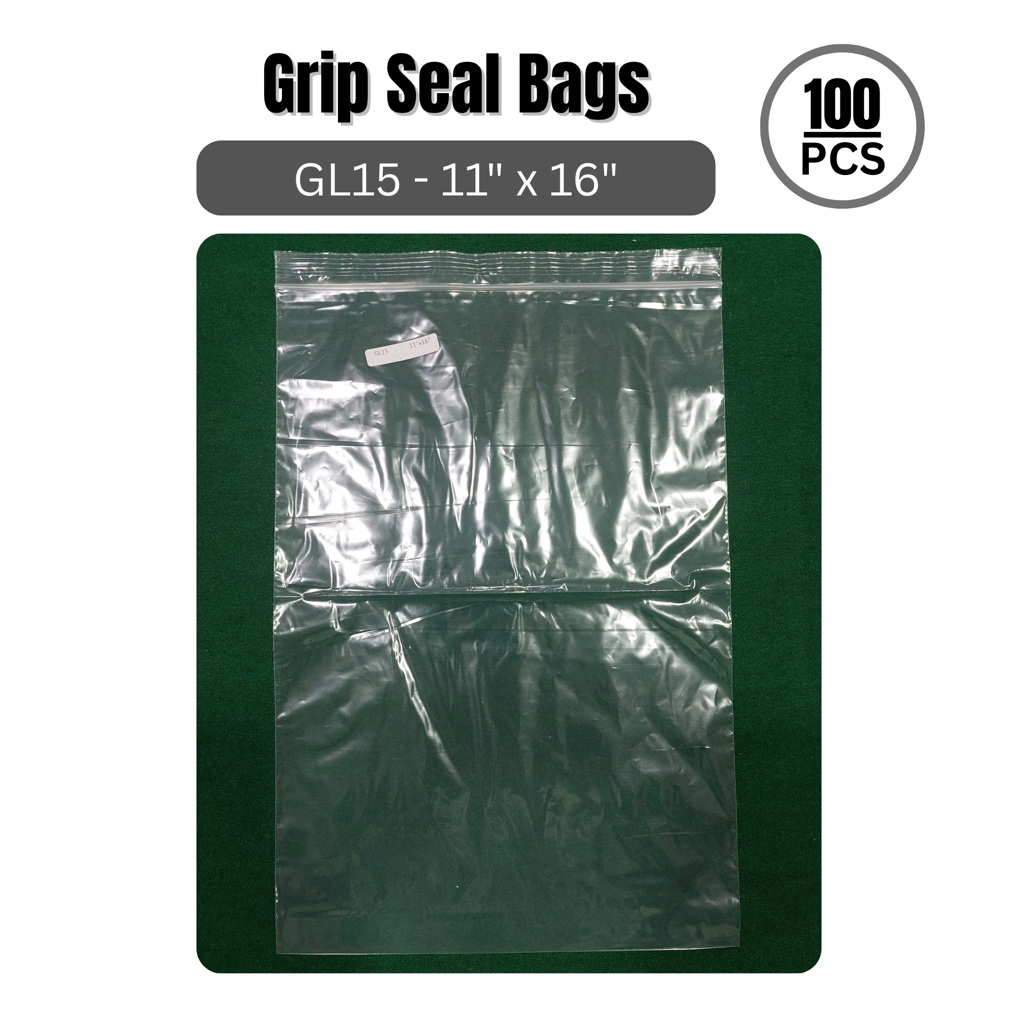 TEMU 100pcs Of Grip Seal Bags Gl-15 - 11" X 16" | Heavy Duty Cellophane Bags - 27.94cm X 40.64cm | Resealable Clear Plastic Food Storage Bags &