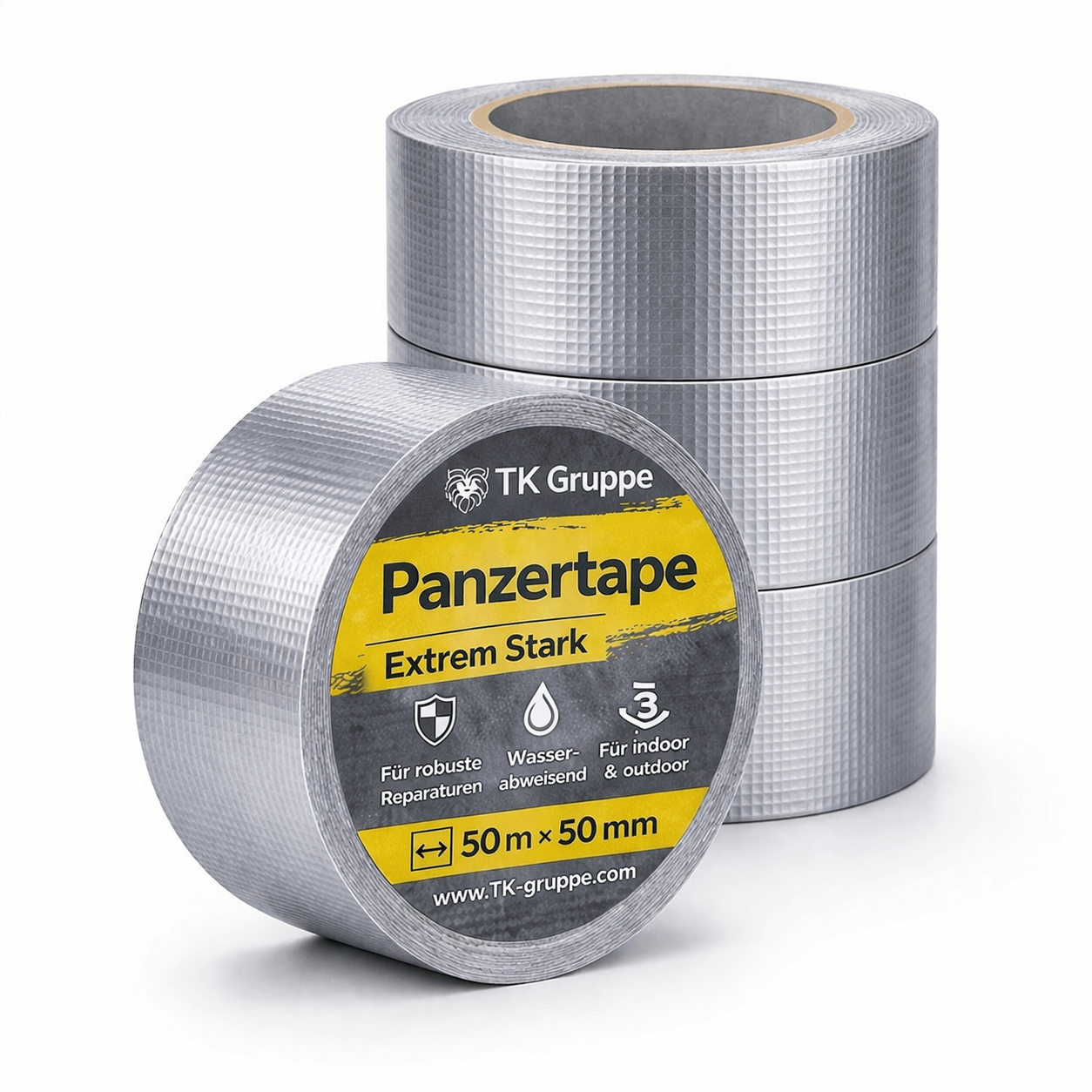 E-shop TK 4x Tank Tape 2.0 – Gewebeklebeband 50 m x 50 mm – ultrastarkes Duct Tape silber – witterungsbeständiges Reparaturband