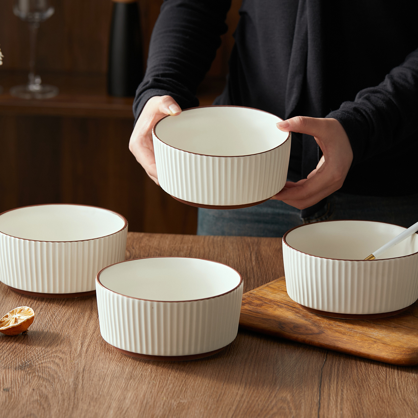 E-shop 4pcs, 6Zoll, Ø15cm, 780ml, Schüssel-Set, Geschirrset, Müslischüssel, Frühstücksschüssel, Cremepudding-Schüssel, Dessertschüssel,