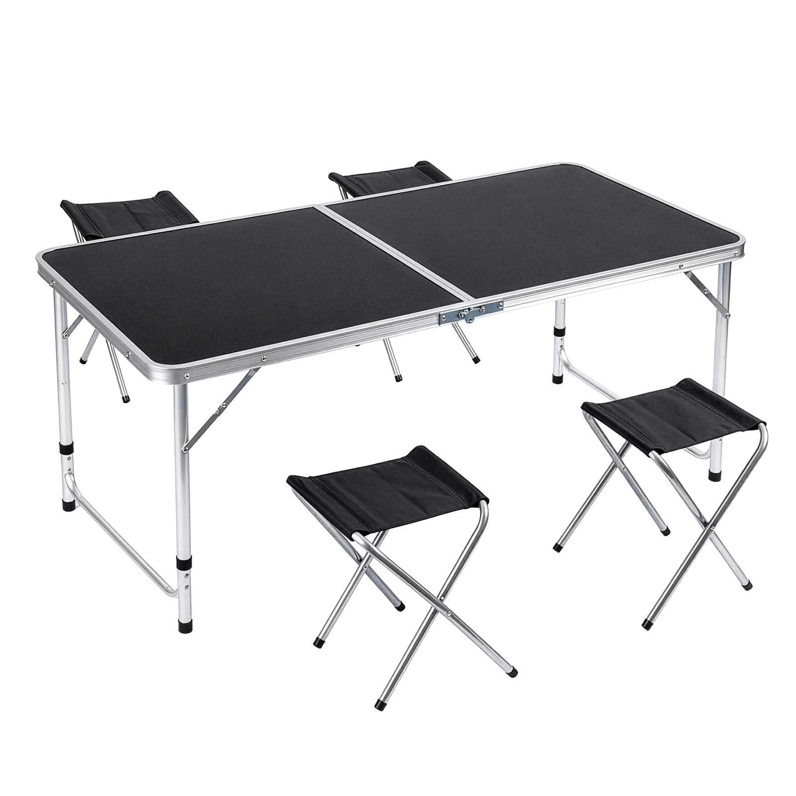 TEMU 1 Set Portable Bars 5pcs Outdoor Dining Set Table And 4 Stools Set Camping Fishing Picnic Table Foldable Chair Set