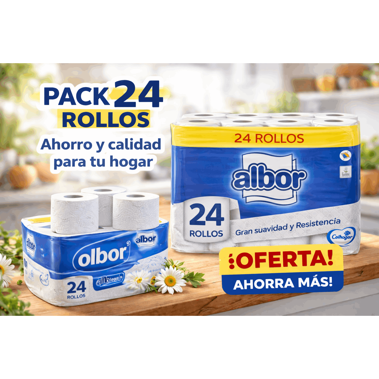 TEMU Colhogar Albor 24 rollos de papel higienico cuidado completo original 2 paquetes de 12 rollos, papel de una de las marcas más conocidas