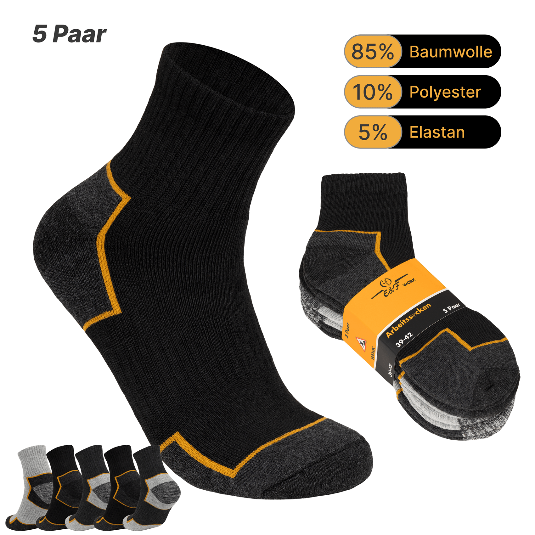 Image of Men's Work Socks Sneakers 5/10/20 Pairs – Work Socks Made Of 85%, , , Breathable & Dark Grey Grey