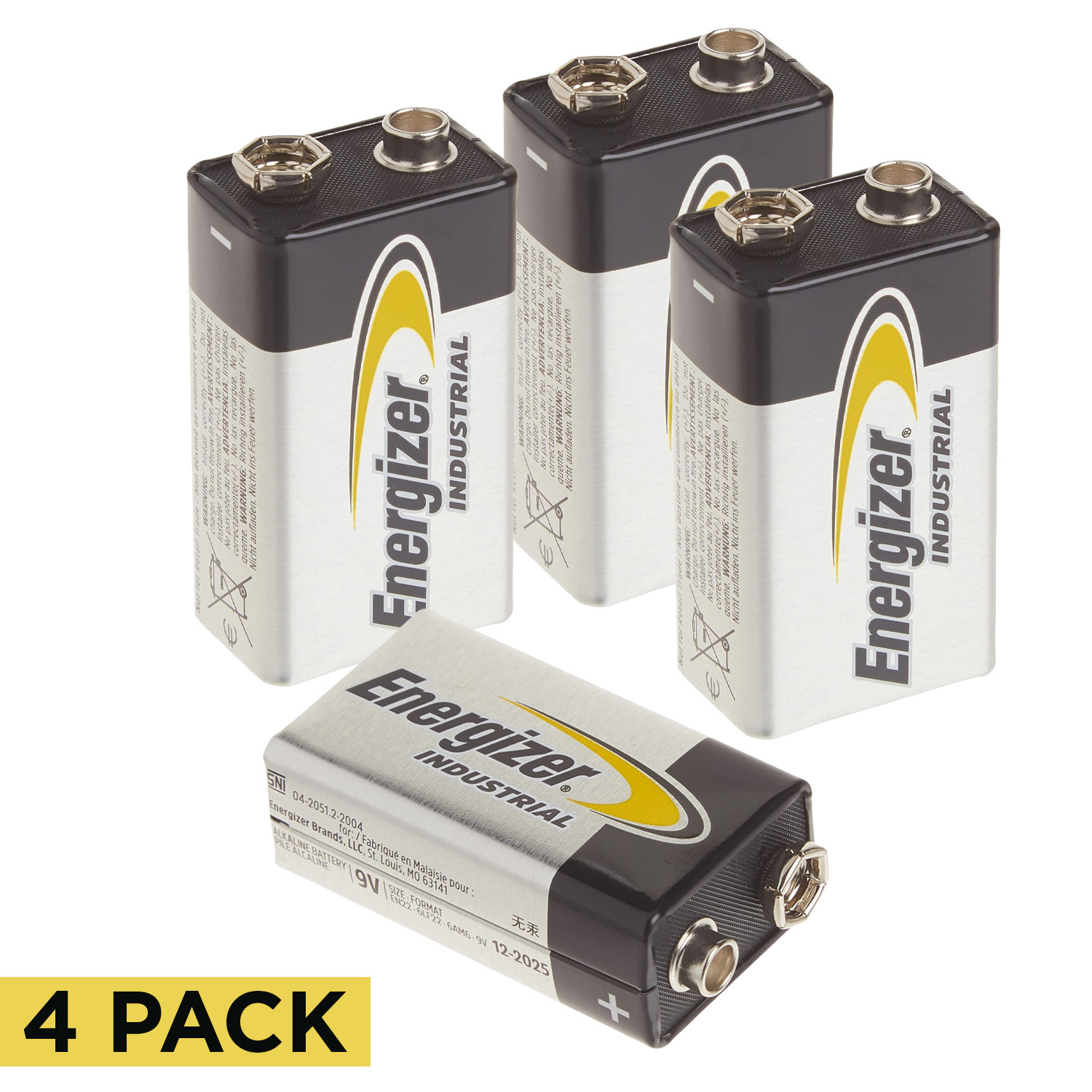 TEMU 4x Industrial 9v Alkaline Batteries Pp3 6lr61 Heavy Duty Long For Smoke Alarms Tools Medical Devices