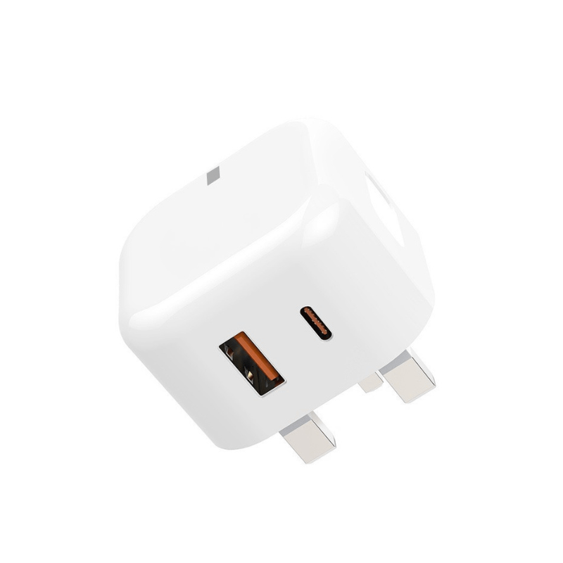 few   dual port 20w fast charger usb c pd usb a qc3 0 wall adapter uk plug for smartphones