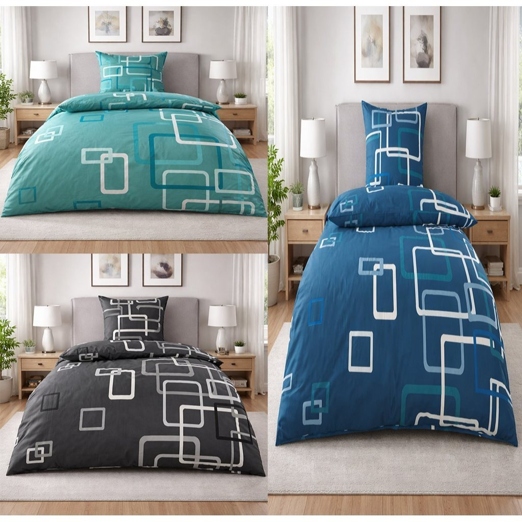 E-shop Bettwäsche 135x200 oder 155x220 Baumwolle Sets, Karo Bettbezug 155 x 220 cm, Kissenbezug 80x80 cm, Renforcé, Bettwäsche mit Reißverschluss