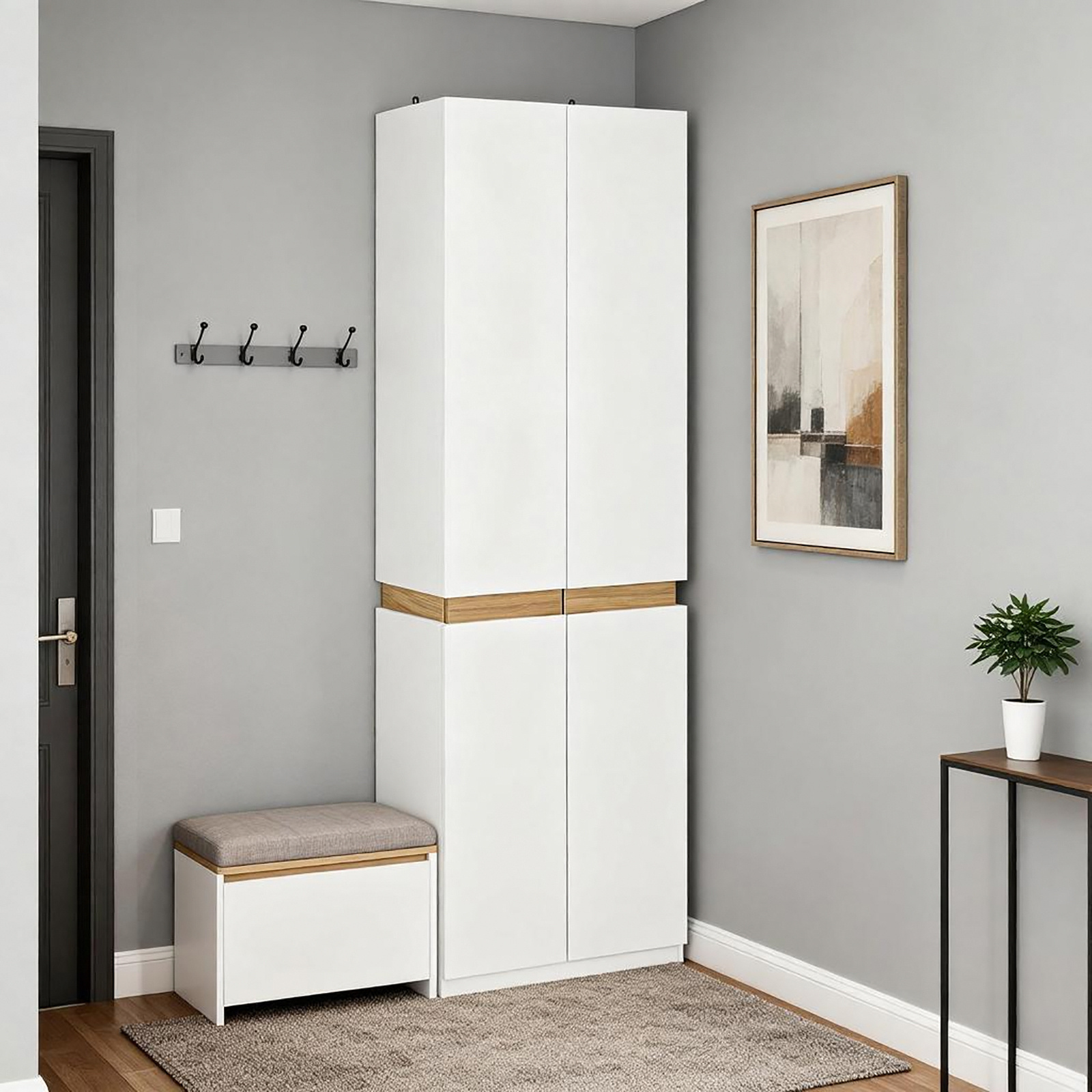 TEMU 1 armoire de chambre à coucher avec portes, armoire avec étagères et barre à vêtements, 2 portes encombrantes, de charge de 65 kg, blanche,
