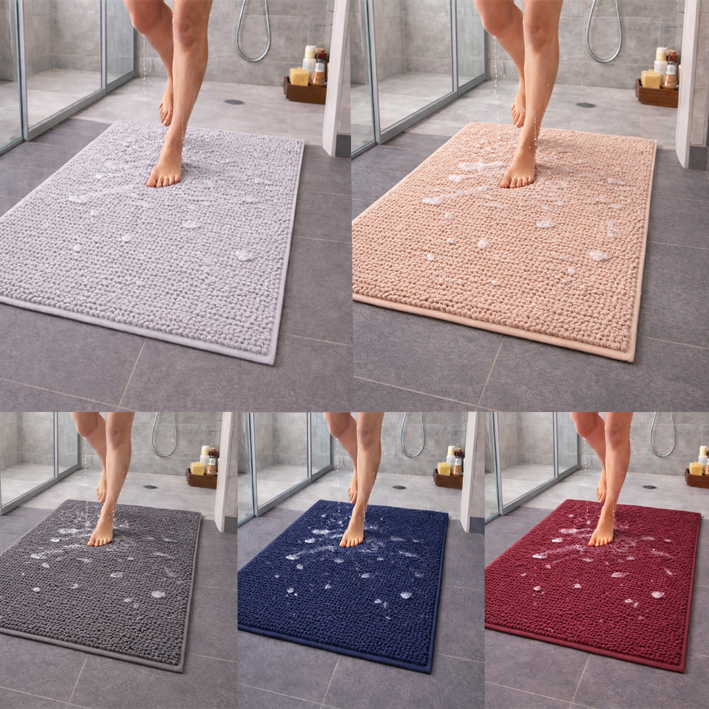 Xxl Bath Mat 65x110 Cm Non-slip Bathroom Carpet Quick-drying Shower Mat