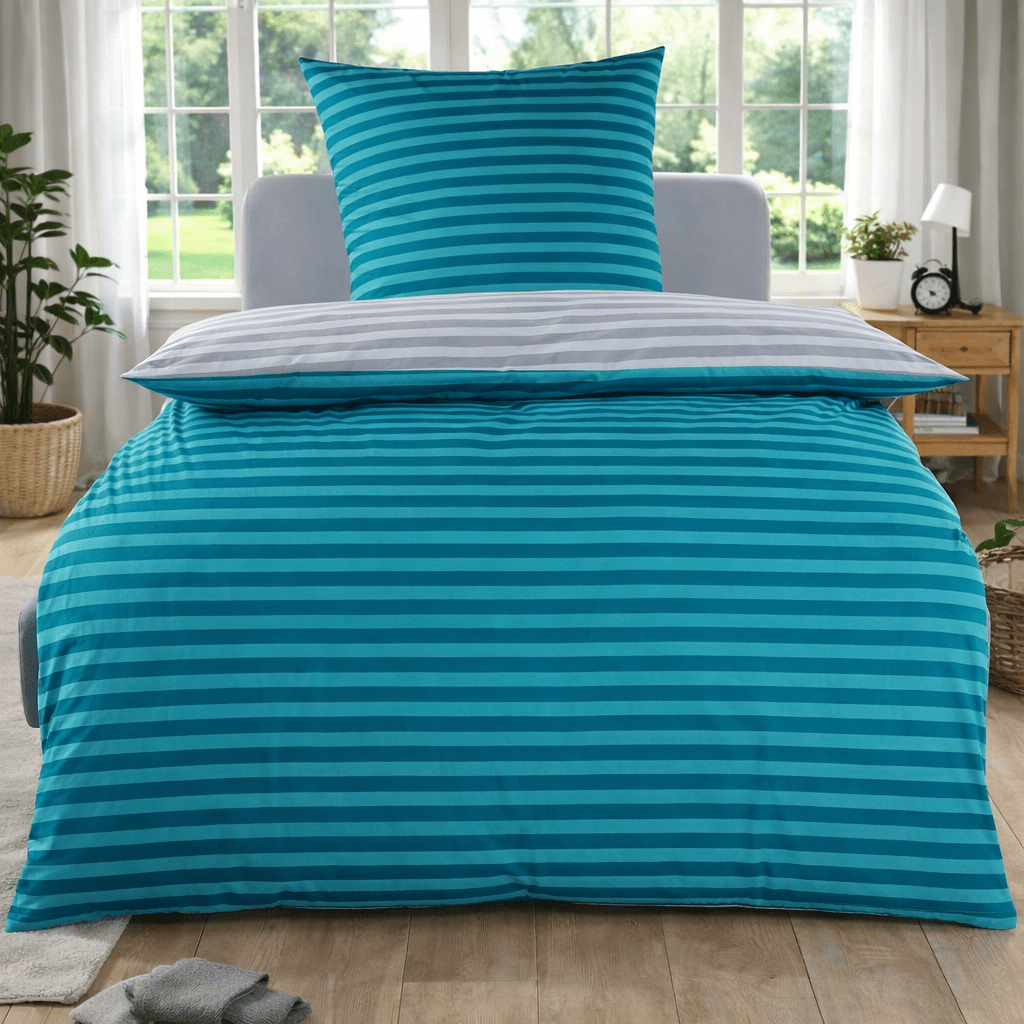 E-shop Bettwäsche 135x200 oder 155x220 Baumwolle Sets, Streifenmuster, Bettbezug 135 x 200 cm, Kissenbezug 80x80 cm, Renforce, Bettwäsche mit