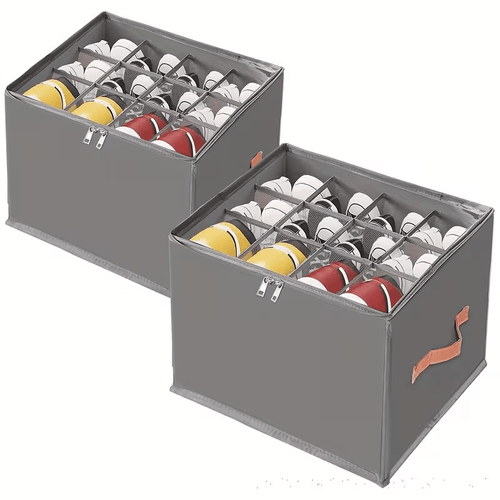 2 set large capacity oxford cloth storage boxes foldable shoe organizers ideal for seasonal clothing and shoe storage space saving design under bed storage boxes with transparent dust covers sturdy structure easy to